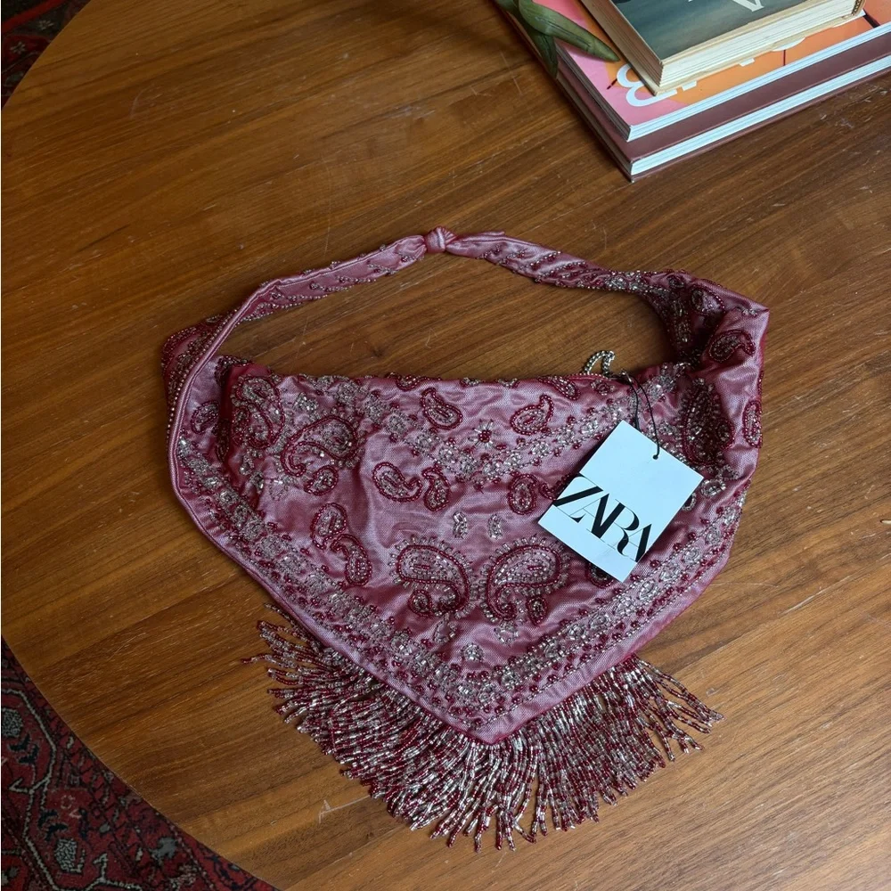 Zara Beaded Bandana Print Women's Bag - Picture 7 of 7